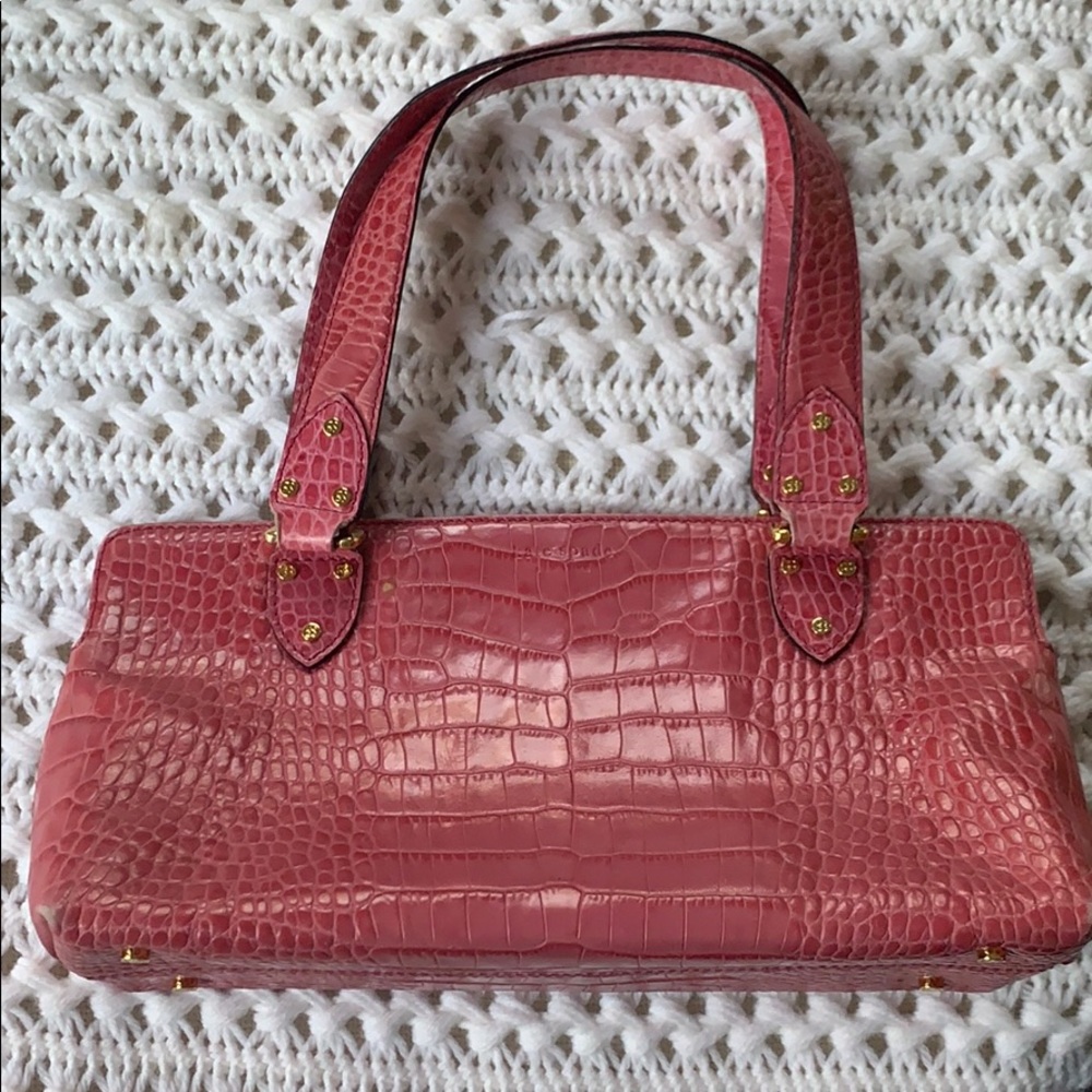 Kate Spade pink snakeskin shoulder purse